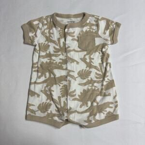 Carter's Dinosaur Romper Baby Boy Size 6 Months Beige and White